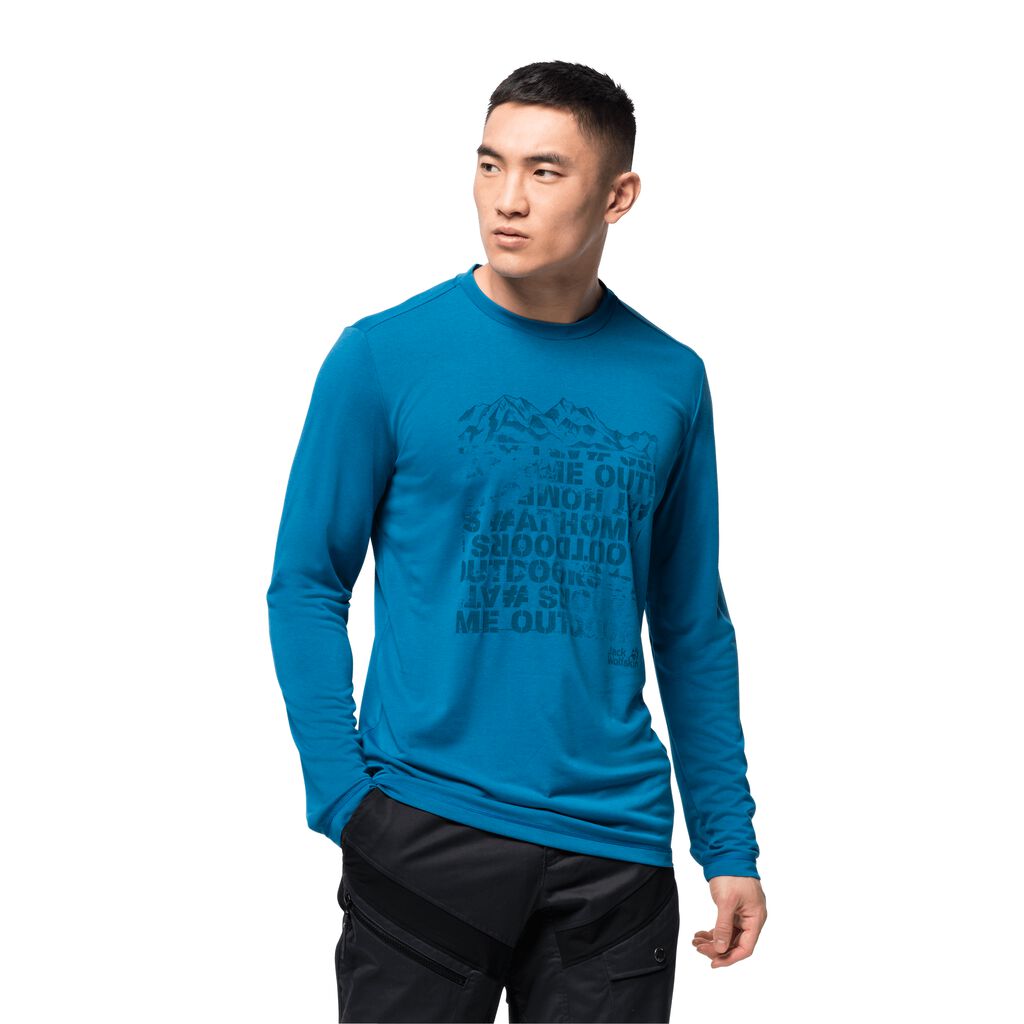 Jack Wolfskin CROSSTRAIL PEAK LONGSLEEVE Haut Homme Bleu - WAEMYNF-87